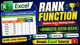সহজ বাংলায় Excel RANK Function Tutorial in Bangla | Score Ranking Formula Explained.