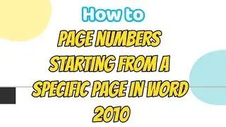 Page numbers starting from a specific page in word 2010 | Word tutorial for beginners