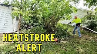 We Nearly CROAKED in the HEAT!  Hard Work, Many Laughs!  BLOOPERS! #lawncare #chainsaw #work