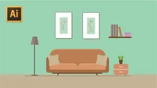 SIMPLE DESIGN LIVING ROOM - TUTORIAL FLAT DESIGN ADOBE ILLUSTRATOR