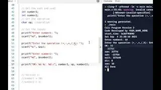 C Programming Skills Using Replit: Calculator Program: Version 2