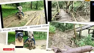 😱😱Hello brother, look at the wooden bridge, what a dangerous stunt, look at the road of our village.