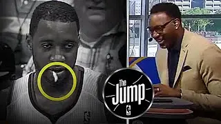 Tracy McGrady Reacts To Gum Popping Out Of His Mouth In Middle Of Game | The Jump