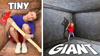 Tiny vs GIANT Unbreakable Boxes! *TRAPPED INSIDE CHALLENGE*