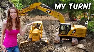 My Wife Operates MASSIVE 330 Excavator | Building Our Road