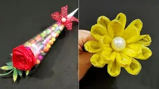 2 Super easy Polybag flower making - Plastic carry bag flower making - DIY Flower - Gift making
