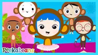 Five Little Monkeys Jumping On The Bed Song | Counting Numbers @PeekabeansKidsSongs