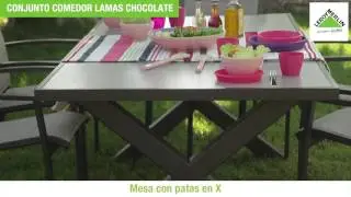 Conjunto alu comedor lamas chocolate