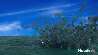 Statue Head Splash v002 (SideFx Houdini) Extended Ocean Animation