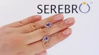 Серьги из серебра натуральным аметистом 