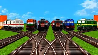 Six Colorful Indian Trains Crossing On 6 Bumpy Forked Railroad Track🚦Curve Railways Tracks⚠️