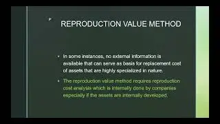 REPRODUCTION VALUE METHOD
