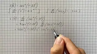 Find the derivatives of the functions s=\cos^{4}(1-2t) | Plainmath