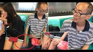 Pervert Caught on Video Slowly Moving His Hand towards Girl Sitting Beside Him