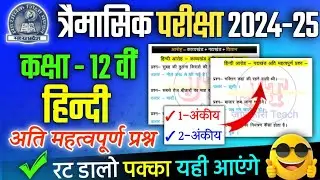 Class 12th Hindi Trimasik Pariksha Important Question Answer 2024-25 |कक्षा 12 हिंदी त्रैमासिक पेपर