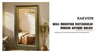 Kaevion Antique Black & Gold Wooden Frame Wall Mirror | Vintage Rectangular Home Décor Mirror