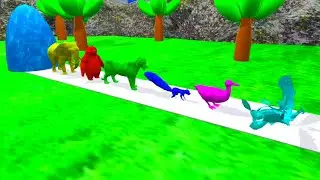 Paint Animals | fountain crossing animal transformation | elephant gorilla | fountain cartoon