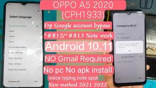 oppo a5 2020 frp bypass  | android 11 | oppo a5 frp bypass |  no permission to enable voice typing