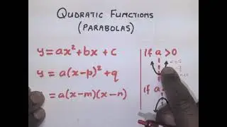 Quadratic functions (Parabolas) for Grade 11