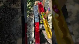 Wooden wave marble run and beautiful Lake Biwa ASMR① #marblerunhealing