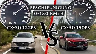 0 - 180 km/h Test: Mazda CX-30 122 PS vs. CX-30 150 PS | GPS Timer Beschleunigung