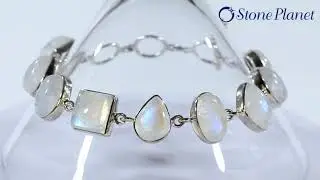 Silver bracelet with moonstone