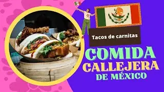 Comida callejera en México. TACOS DE CARNITAS en México. 60 kilos de carnitas.