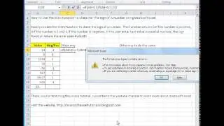 00169 - How To Use The SIGN Function To Check For The Sign Of A Number Using Microsoft Excel