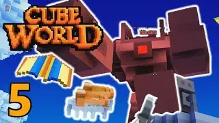 [5] Hang Gliders, Climbing Spikes, And The Mana Pump! Giant Mech Boss!!! (Cube World Gameplay)