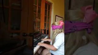 Nine year old plays feasta time and also blind folded