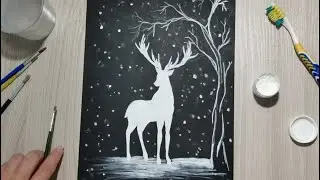 Как нарисовать ОЛЕНЯ. Зимний рисунок для срисовки. How to draw a raindeer