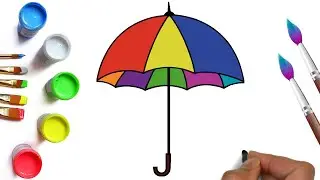 How to draw a colored rainbow umbrella easy, simple and beautiful drawings to draw with kids
