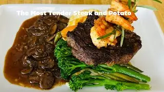 The Most Tender Steak and Potato au Gratin recipe/Valentines Day Dinner