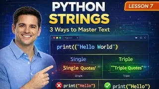 Python Strings for Beginners: 3 Ways to Create Text & Build an Email Slicer | Lesson 7 (2026)