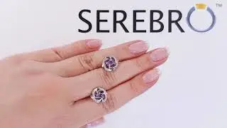Серьги из серебра с натуральным аметистом 