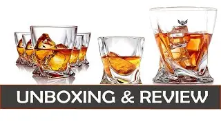 Designed Crystal Whiskey Glasses Set | Design Heavy Elegant Modern Style Twisted Shape Amazing