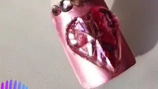Блестящее сердце из фольги*ноготь бриллиант*мк дизайн*день влюбленных