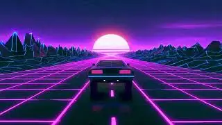 Pink Retro Car Drive 4K Neon background🌅 Synthwave Sunset Screensaver | Futuristic Grid Road VJ Loop