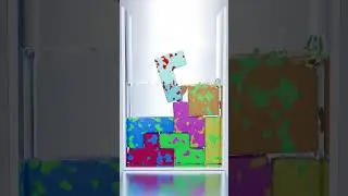 Softbody Tetris with liquid #shorts #satisfying #simulation #animation