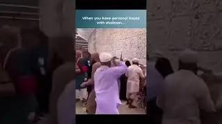 SUBHANALLAH. A Man throw stone with anger during Arafah
