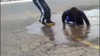 Guy Almost Drowns In A Puddle