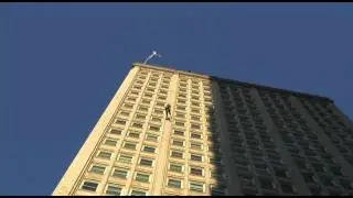 SuperFrog's rappel down XTO in downtown Fort Worth