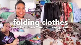 clean with me! putting clothes away, organizing my closet, mini sticker haul and an audiobook