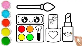 Drawing and Painting Idea | Makeup set Drawing for little Artists 🎨 | Lipstick, Eyeshadow, and more