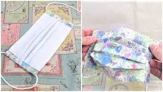 プリーツマスクの作り方　布マスク作り方　How to make a mask Fabric Face Mask　プリーツを簡単に折る型紙