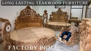 Hand Carved Teakwood Round Bed Carving Sofa Sheesham Wood Furniture with Prices Furniture Factory