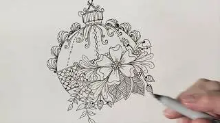 Pretty Christmas Ornament Free to Color, Watch Me Zentangle a Holiday Decoration आभूषण aabhooshan