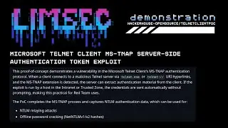 DEMO: Microsoft telnet client MS-TNAP server-side authentication exploit.