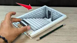 It Looks REAL! How to Draw 3D Stairs to a Basement (Depth Trick)