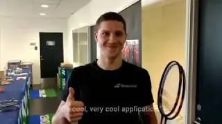 Badminton professional Artem Pochtarev testing the stringster app
